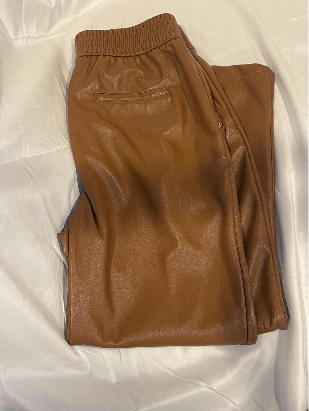 Maison d’Aélie Faux Leather Jogger Pants Brown US 8 Paris Style